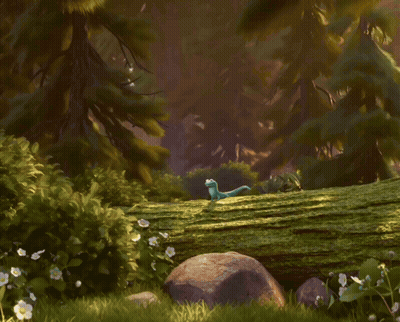 A Cartoon Lizard Is Standing On A Mossy Log And Smiling GIF