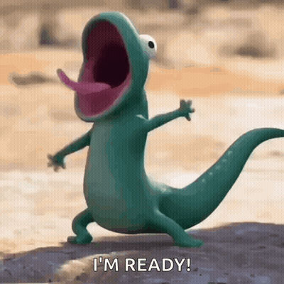 A Cartoon Lizard Is Standing On A Rock With Its Mouth Wide Open And Its Tongue Hanging Out . GIF