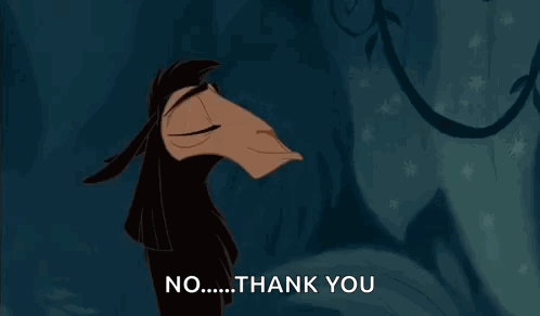 A Cartoon Llama From The Emperor 'S New Groove Is Saying No ... Thank You . GIF
