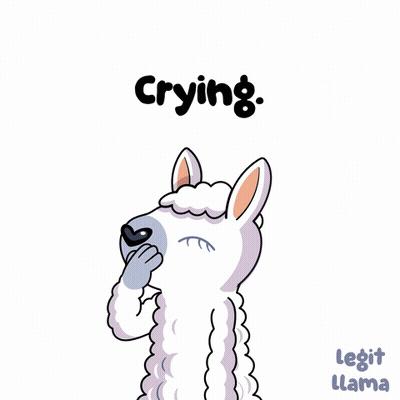 A Cartoon Llama Is Crying And Covering Its Face GIF