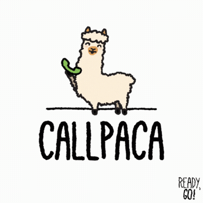 A Cartoon Llama Talking On A Phone With The Words Callpaca Below GIF