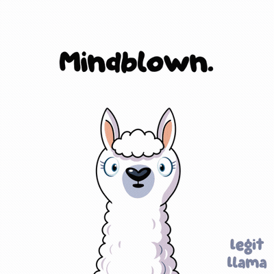 A Cartoon Llama With A Surprised Expression And The Words Mindblown Below It GIF