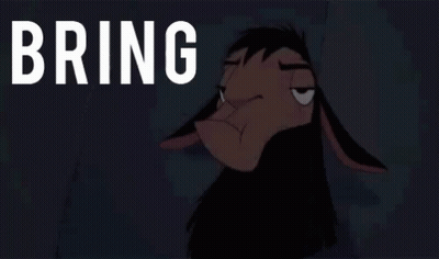 A Cartoon Llama With The Words " Bring It On " On The Bottom GIF