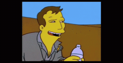 A Cartoon Man Is Holding A Bottle Of Water And Smiling GIF