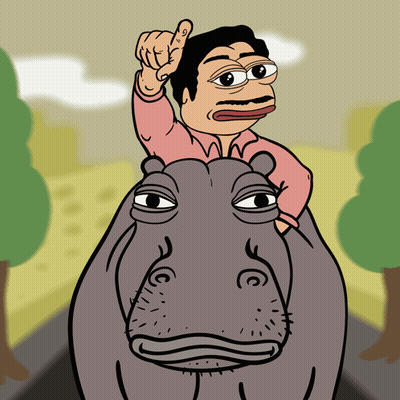A Cartoon Man Is Riding On The Back Of A Hippopotamus GIF
