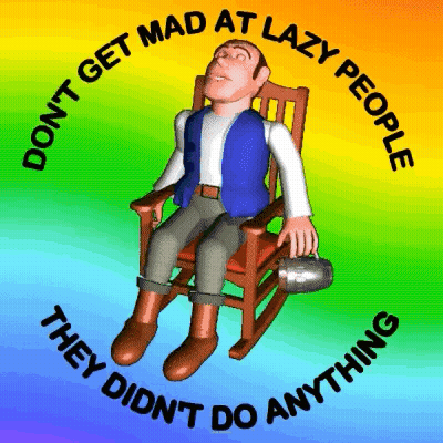 A Cartoon Man Is Sitting In A Rocking Chair With A Bottle Of Beer On His Lap GIF