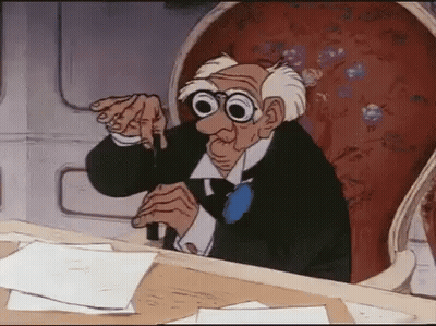 A Cartoon Man Wearing Glasses Is Sitting At A Desk With Papers On It . GIF