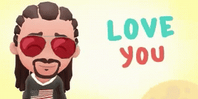 A Cartoon Man Wearing Sunglasses And A Shirt That Says `` Love You '' GIF