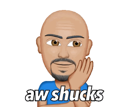 A Cartoon Man With A Beard And A Blue Shirt That Says Aw Shucks Sticker