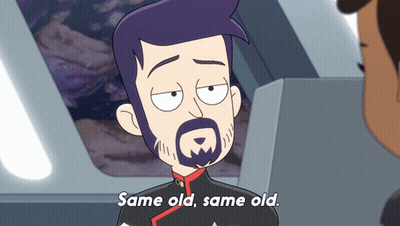 A Cartoon Man With A Beard Says " Same Old Same Old " GIF