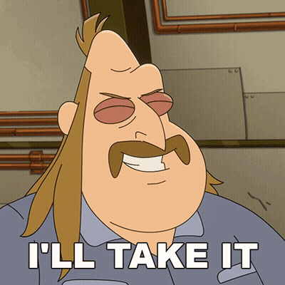 A Cartoon Man With A Mustache Is Smiling And Says I 'Ll Take It GIF