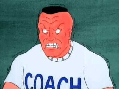 A Cartoon Man With A Red Face Is Wearing A Coach Shirt And Making A Funny Face . GIF