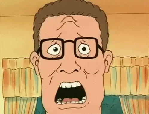 A Cartoon Man With Glasses And A Surprised Look On His Face GIF