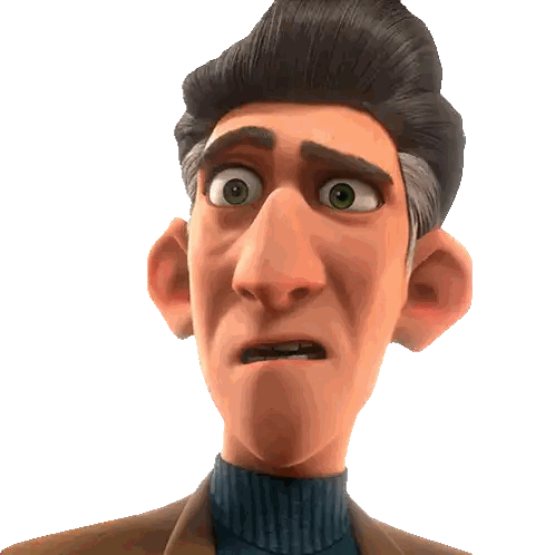A Cartoon Man With Gray Hair And Green Eyes Sticker