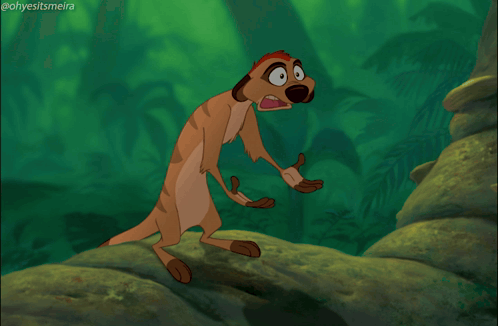 A Cartoon Meerkat Is Standing On A Rock With His Mouth Open GIF