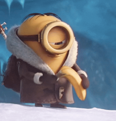 Minion Holding Banana And Wearing Coat GIF