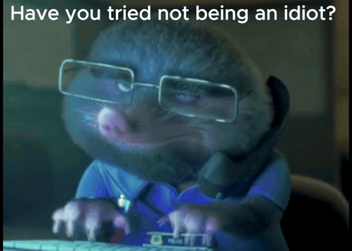 A Cartoon Mole Wearing Glasses And A Blue Shirt Is Talking On A Phone GIF