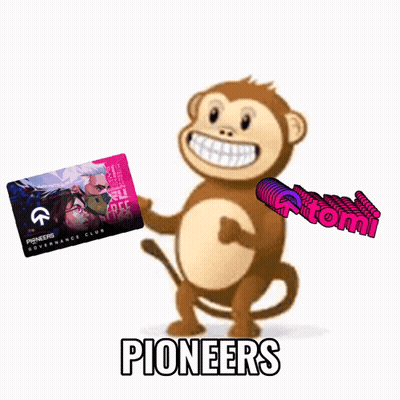 A Cartoon Monkey Holding A Card That Says Pioneers GIF