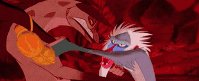 A Cartoon Monkey Is Biting Another Monkey 'S Neck GIF