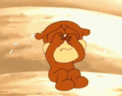 A Cartoon Monkey Is Crying With Tears Running Down His Face GIF