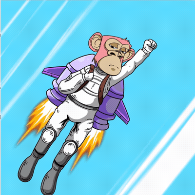 A Cartoon Monkey Is Flying Through The Air With A Purple Backpack GIF