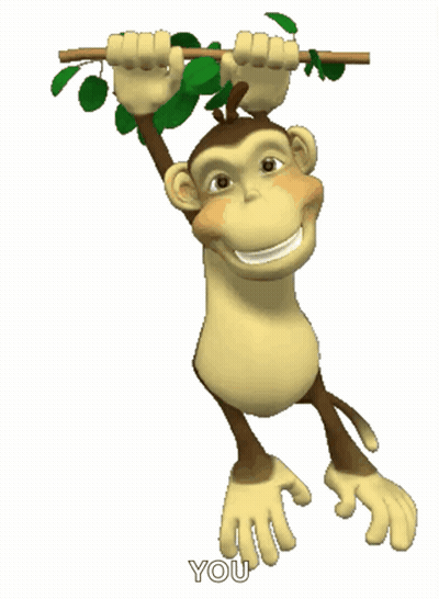 A Cartoon Monkey Is Hanging From A Tree Branch With The Words You Below It GIF