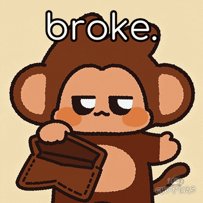 A Cartoon Monkey Is Holding A Wallet And The Word Broke Is Above It GIF