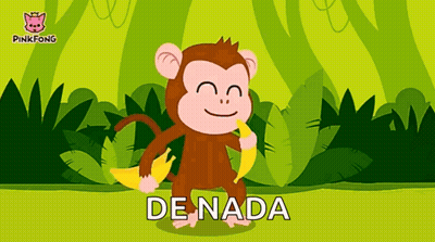 A Cartoon Monkey Is Holding Two Bananas And The Word De Nada Is On The Bottom Right GIF