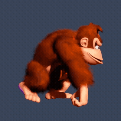 A Cartoon Monkey Is Jumping In The Air Against A Blue Background GIF