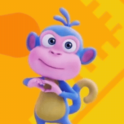 A Cartoon Monkey Is Making A Heart Shape With His Hands On A Yellow Background . GIF