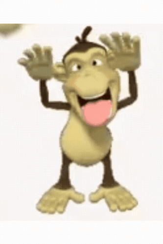 A Cartoon Monkey Is Sticking Its Tongue Out And Waving GIF