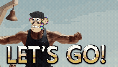 A Cartoon Monkey Says Let 'S Go With A Bell Behind Him GIF