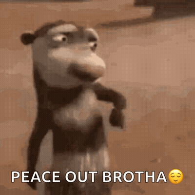 A Cartoon Monkey Says Peace Out Brotha With A Sad Face GIF