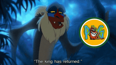 A Cartoon Monkey Says " The King Has Returned " Next To A Rat GIF