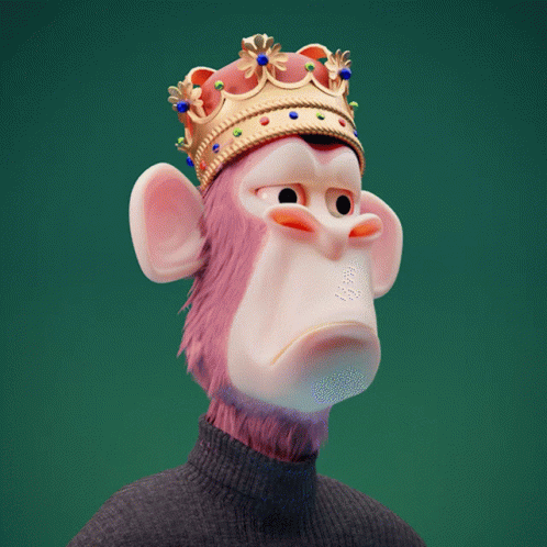 A Cartoon Monkey Wearing A Crown And A Turtleneck GIF