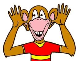 A Cartoon Monkey Wearing A Red Shirt With A Yellow Stripe Covering His Eyes With His Hands Sticker