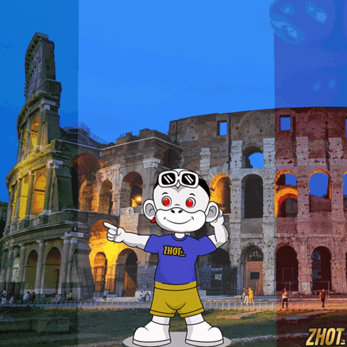 A Cartoon Monkey Wearing A Shirt That Says ' Zhou ' On It GIF