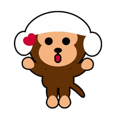 A Cartoon Monkey Wearing A White Hat With A Red Heart On Its Head Sticker