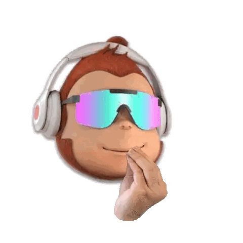 A Cartoon Monkey Wearing Headphones And Sunglasses Has A Heart In His Eyes Sticker