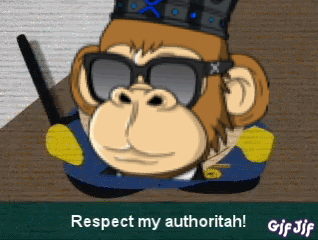 A Cartoon Monkey Wearing Sunglasses And A Crown Says " Respect My Authortah " GIF