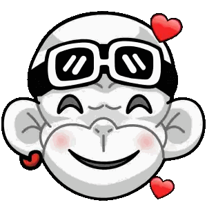 A Cartoon Monkey Wearing Sunglasses And Holding A Heart In His Eyes Sticker