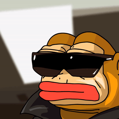 A Cartoon Monkey Wearing Sunglasses Has A Red Tongue GIF
