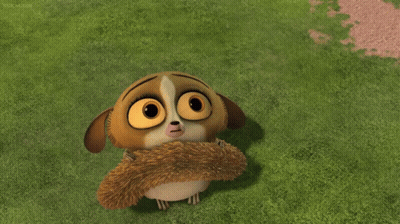 A Cartoon Monkey With A Scarf Around Its Neck Is Looking Up At Something GIF