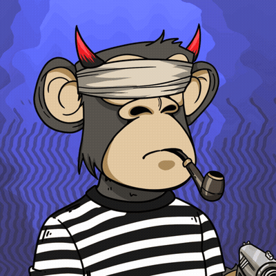 A Cartoon Monkey With Horns And A Bandage On His Head Smoking A Pipe GIF
