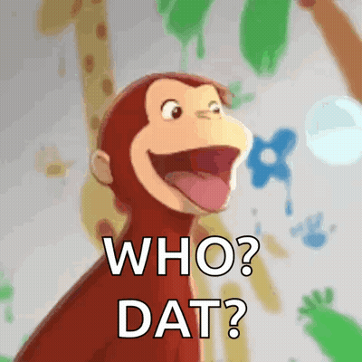 A Cartoon Monkey With Its Tongue Hanging Out And The Words " Who Dat " Below It GIF