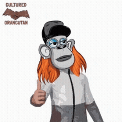 A Cartoon Monkey With Red Hair And Glasses Is Wearing A Hat And Sunglasses . GIF