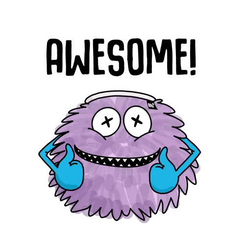 A Cartoon Monster Giving A Thumbs Up With The Words Awesome Written Above It GIF