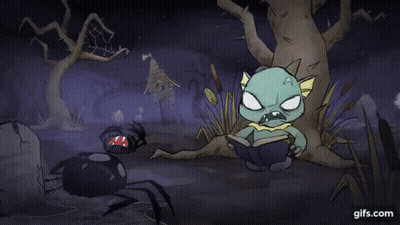 A Cartoon Monster Is Reading A Book With A Very Angry Face . GIF