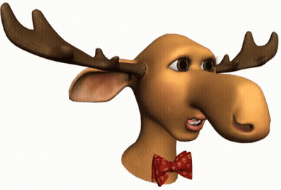 A Cartoon Moose Wearing A Bow Tie With Hearts On It GIF