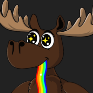 A Cartoon Moose With A Rainbow Coming Out Of Its Nose GIF